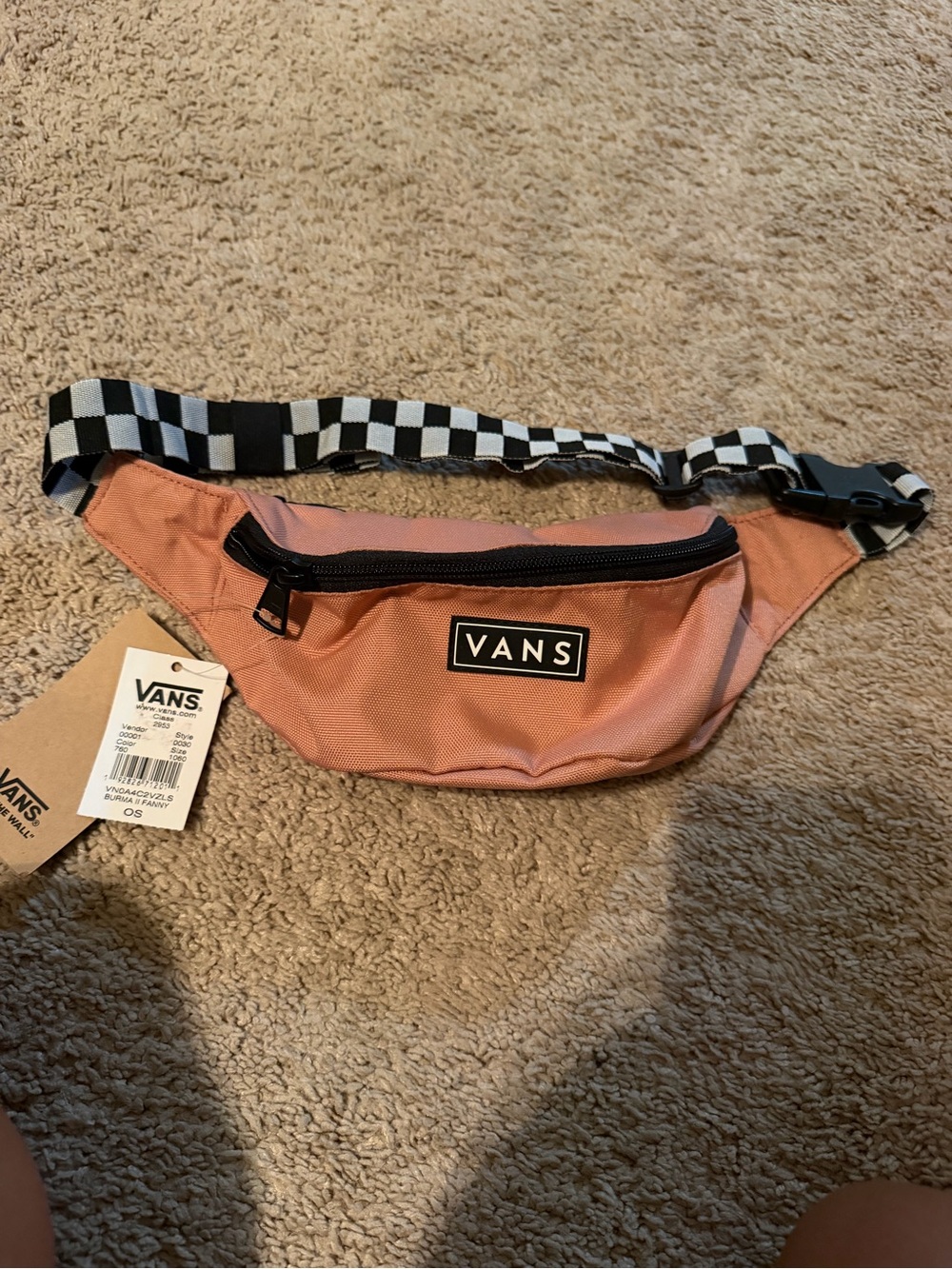 Vans Pink Belt Bag with Black & White Checker Strap
